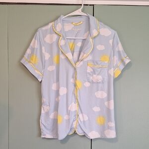 Kate Spade Blue Sun And Clouds Pajama Shirt Size Large